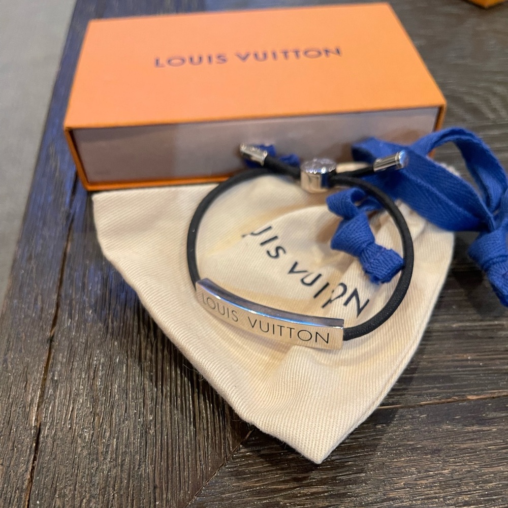 Authentic Louis Vuitton Engraved Plate Bracelet Unisex